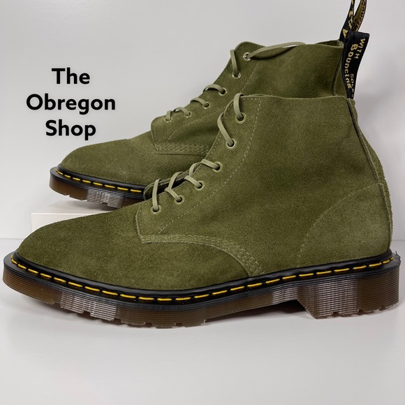DOC 101 MADE IN ENGLAND SUEDE ANKLE BOOTS MENS SIZE 11 GREEN DESERT OASIS 6 EYE - Picture 1 of 12